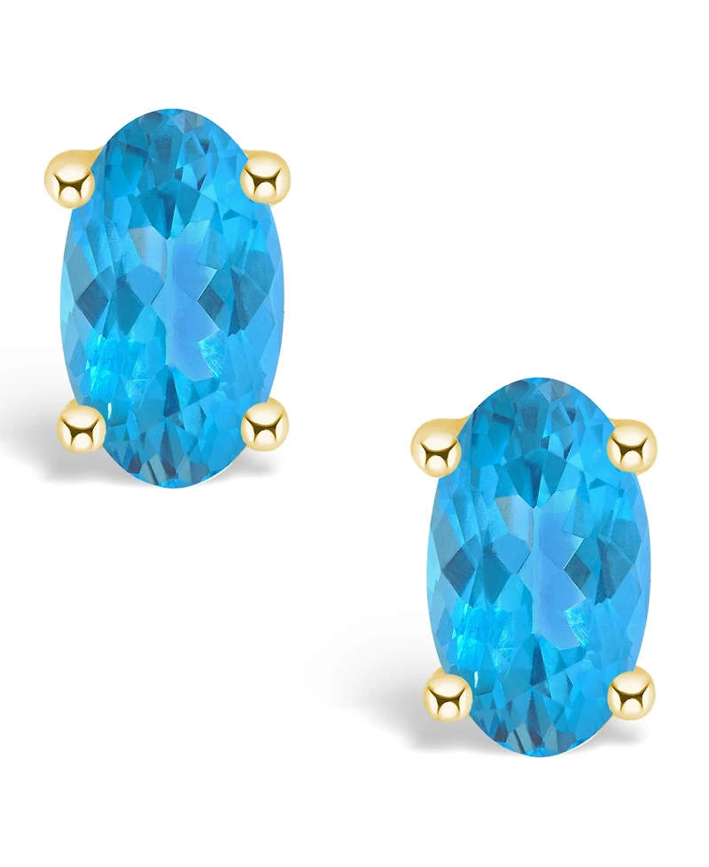 Blue Topaz (1/2 ct. t.w.) Stud Earrings 14K White Gold or