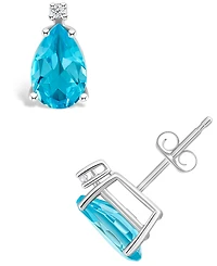 Blue Topaz (2-3/4 ct. t.w.) and Diamond Accent Stud Earrings in 14K Yellow Gold or 14K White Gold