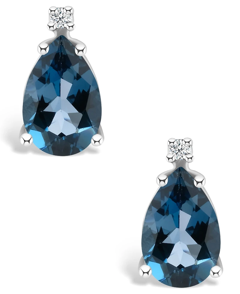 London Blue Topaz (2-1/10 ct. t.w.) and Diamond Accent Stud Earrings 14K Yellow Gold or White