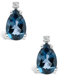 London Blue Topaz (2-1/10 ct. t.w.) and Diamond Accent Stud Earrings 14K Yellow Gold or White