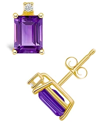 Amethyst (1-1/10 ct. t.w.) and Diamond Accent Stud Earrings 14K Yellow Gold or White