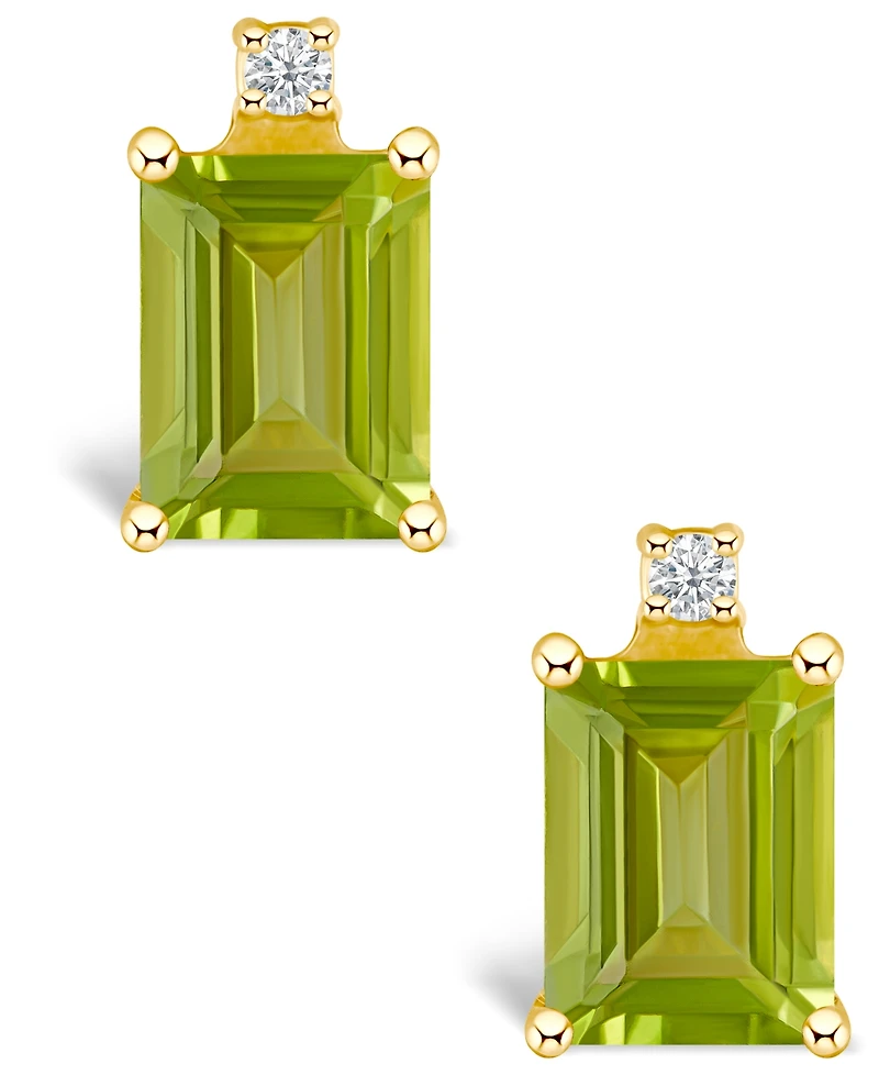Peridot (1-3/8 ct. t.w.) and Diamond Accent Stud Earrings 14K White Gold or Yellow