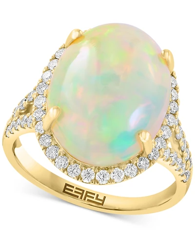 Effy Ethiopian Opal (5-1/3 ct. t.w.) & Diamond (5/8 ct. t.w.) Ring in 14k Yellow Gold