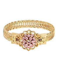 2028 14K Gold-tone Pink Flower Overlay Belt Bracelet