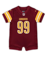 Newborn and Infant Boys Girls Nike Chase Young Burgundy Washington Commanders Game Romper Jersey