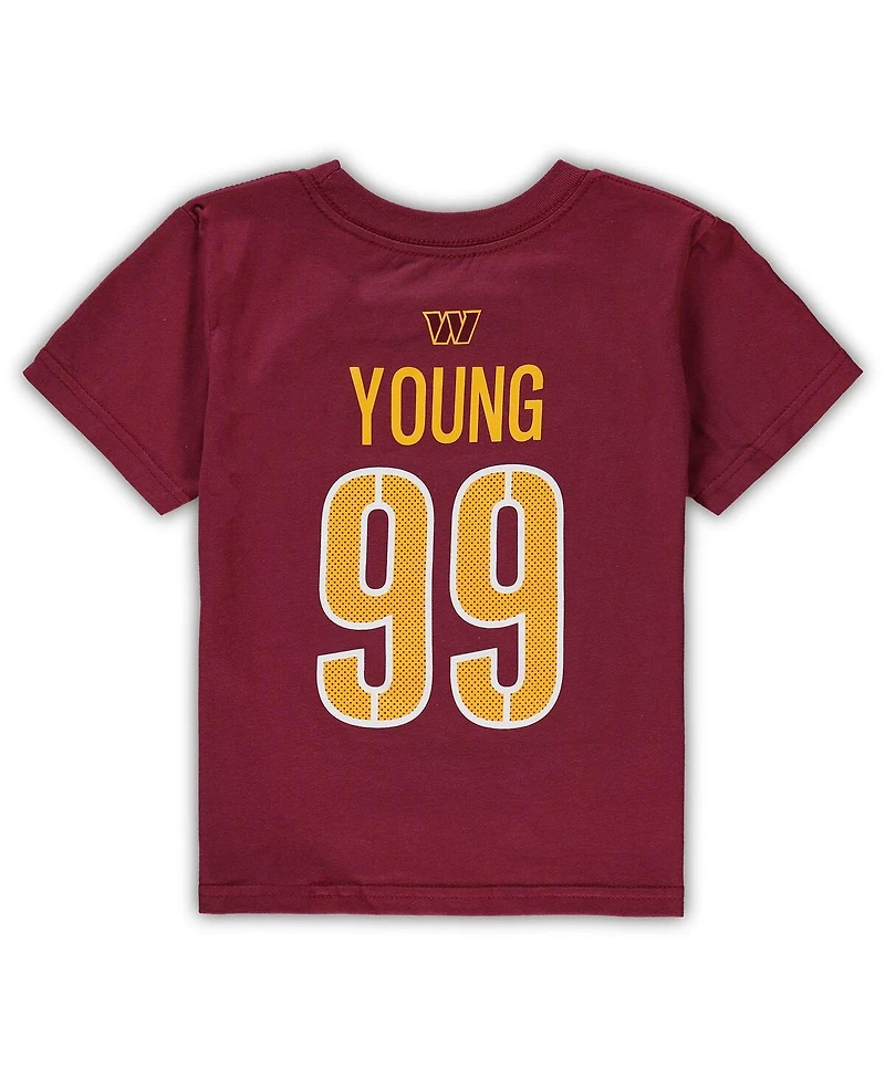 Preschool Boys and Girls Chase Young Burgundy Washington Commanders Mainliner Player Name and Number T-shirt