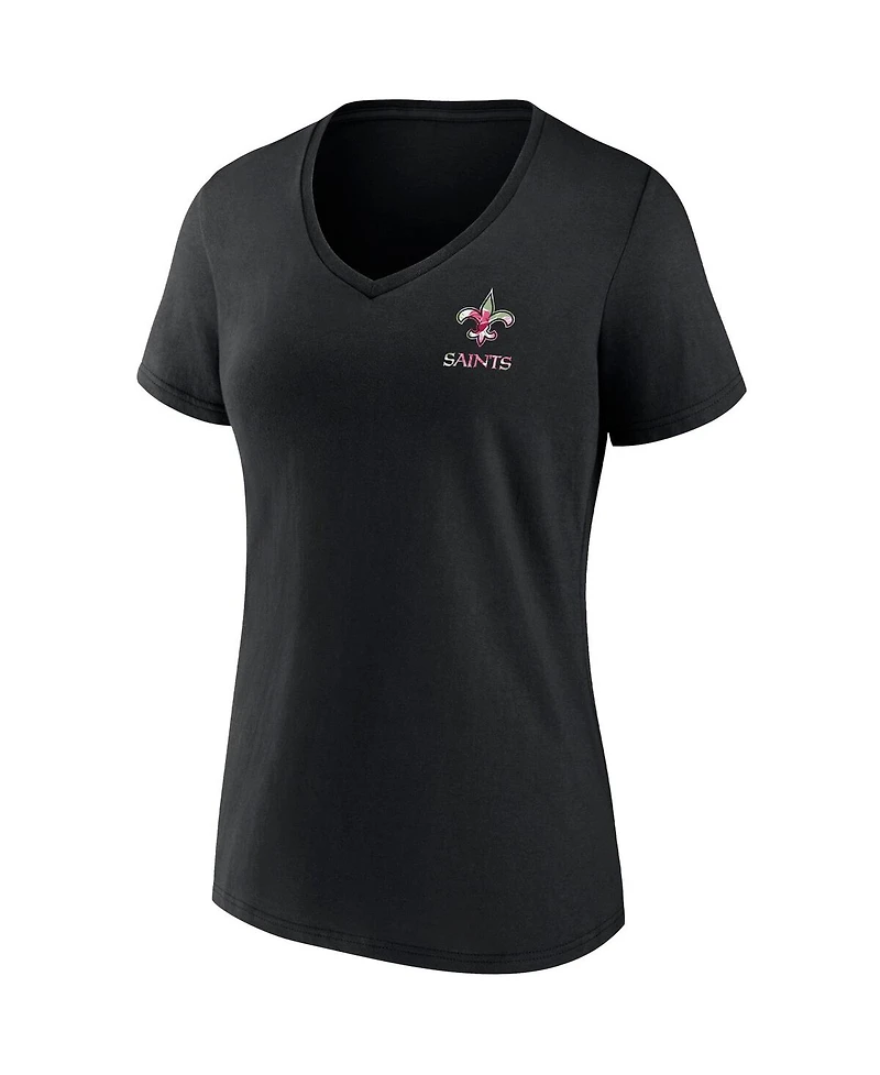 Women's Fanatics Black New Orleans Saints Team Mother's Day V-Neck T-shirt