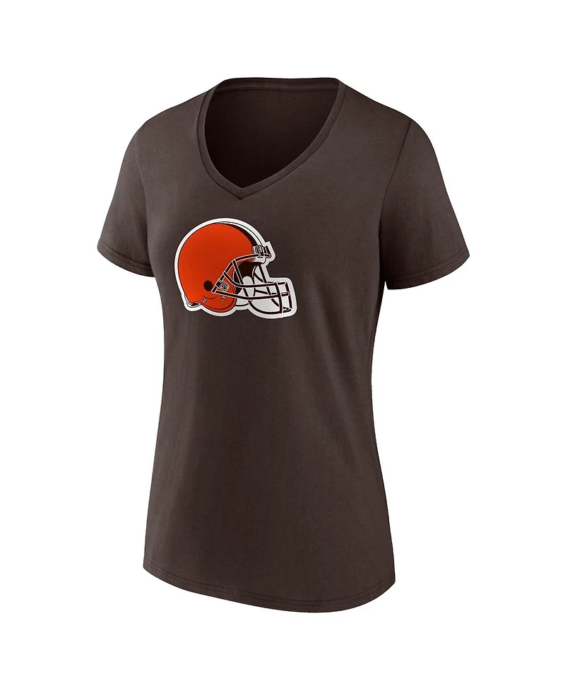 Women's Fanatics Deshaun Watson Brown Cleveland Browns Player Icon Name and Number V-Neck T-shirt