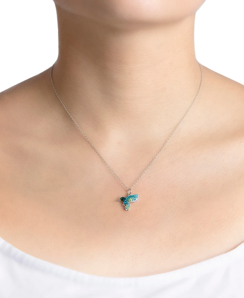 Giani Bernini Crystal Hummingbird Pendant Necklace (0.19 ct. t.w.) in Sterling Silver