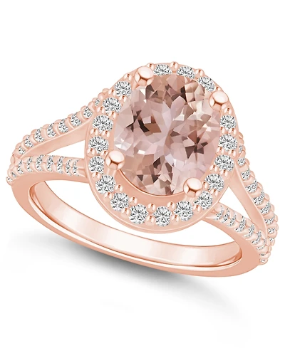 Macy's Morganite (2-1/2 ct. t.w.) and Diamond (3/4 Halo Ring 14K Rose Gold