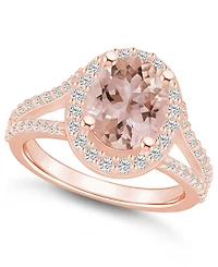 Macy's Morganite (2-1/2 ct. t.w.) and Diamond (3/4 Halo Ring 14K Rose Gold