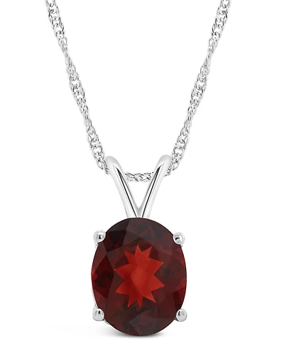 Macy's Garnet (3-1/10 ct. t.w.) Pendant Necklace in 14K White Gold