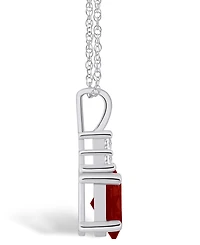 Macy's Garnet (1-1/2 Ct. T.w.) and Diamond (1/10 Ct. T.w.) Pendant Necklace in 14K White Gold