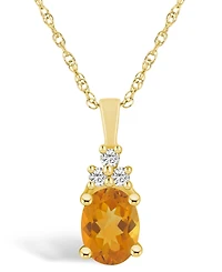 Macy's Citrine (1-1/5 Ct. T.w.) and Diamond (1/10 Ct. T.w.) Pendant Necklace in 14K Yellow Gold