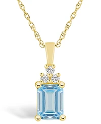 Macy's Aquamarine (1-3/8 Ct. T.w.) and Diamond (1/10 Ct. T.w.) Pendant Necklace in 14K Yellow Gold