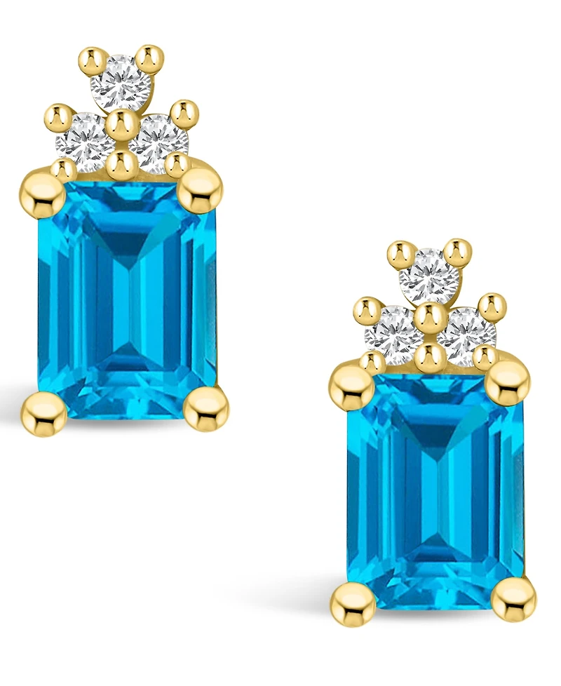 Macy's Topaz (4 ct. t.w.) and Diamond (1/5 ct. t.w.) Stud Earrings in 14K Yellow Gold
