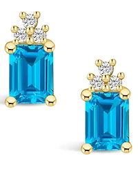 Macy's Topaz (4 ct. t.w.) and Diamond (1/5 ct. t.w.) Stud Earrings in 14K Yellow Gold