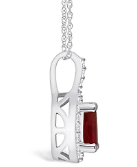 Macy's Garnet (1-1/10 Ct. T.w.) and Diamond (1/5 Ct. T.w.) Halo Pendant Necklace in 14K White Gold