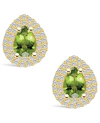 Macy's Peridot (1-5/8 ct. t.w.) and Diamond (5/8 ct. t.w.) Halo Stud Earrings in 14K Yellow Gold