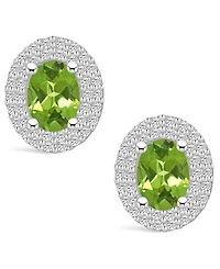 Macy's Peridot (1-3/4 ct. t.w.) and Diamond (1/2 ct. t.w.) Halo Stud Earrings in 14K White Gold