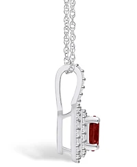 Macy's Garnet (1-5/8 Ct. T.w.) and Diamond (3/8 Ct. T.w.) Halo Pendant Necklace in 14K Gold