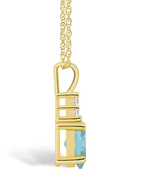 Macy's Aquamarine (1-1/7 Ct. T.w.) and Diamond (1/10 Ct. T.w.) Pendant Necklace in 14K Yellow Gold