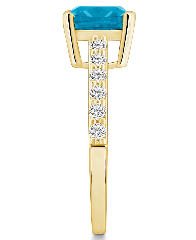 Macy's Blue Topaz (2-3/4 Ct. T.w.) and Diamond (1/3 Ring 14K Yellow Gold