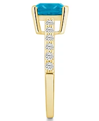 Macy's Blue Topaz (2-3/4 Ct. T.w.) and Diamond (1/3 Ring 14K Yellow Gold