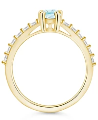 Macy's Aquamarine (3/4 Ct. T.w.) and Diamond (1/3 Ring 14K Yellow Gold