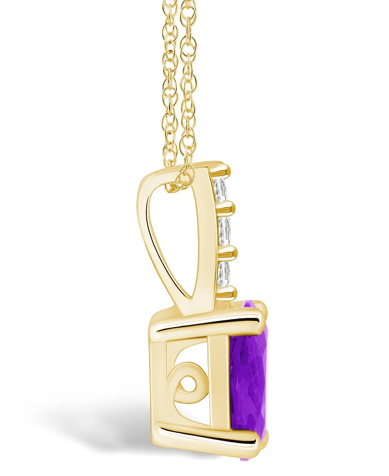 Macy's Amethyst (1-1/5 Ct. T.w.) and Diamond Accent Pendant Necklace in 14K Yellow Gold