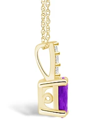 Macy's Amethyst (1-1/5 Ct. T.w.) and Diamond Accent Pendant Necklace in 14K Yellow Gold