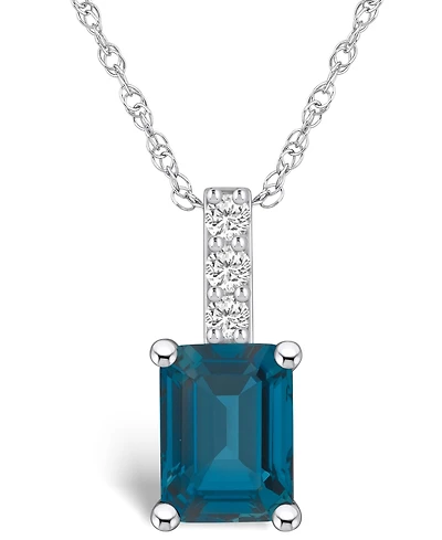 Macy's London Blue Topaz (2 Ct. T.w.) and Diamond Accent Pendant Necklace in 14K Gold
