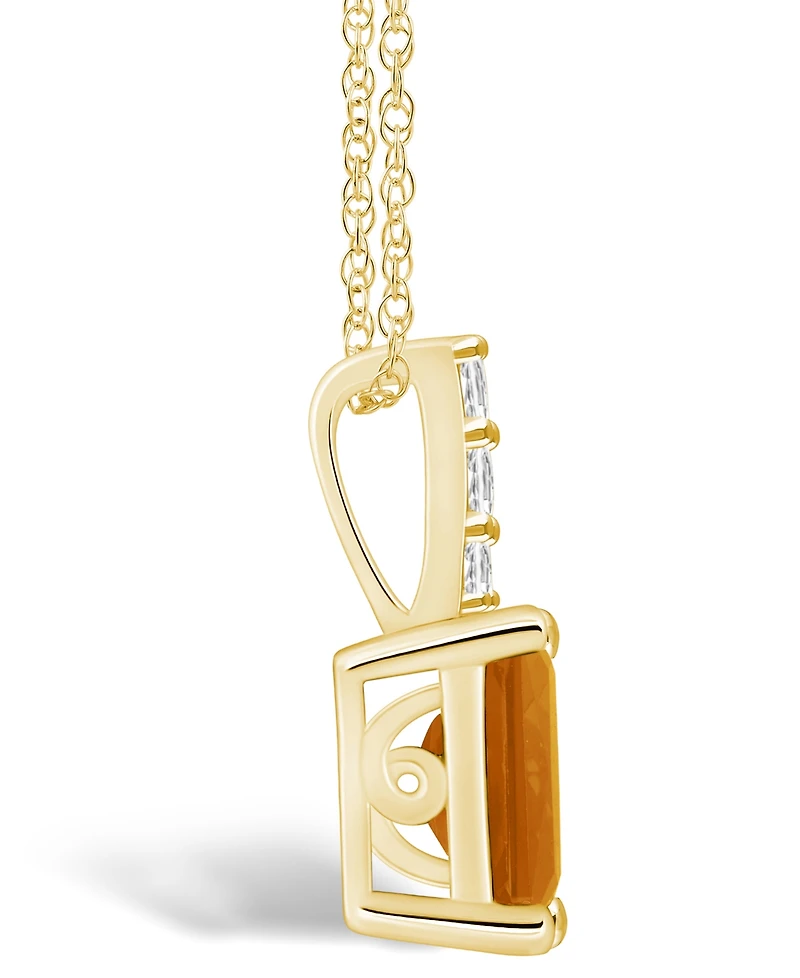 Macy's Citrine (1-5/8 Ct. T.w.) and Diamond Accent Pendant Necklace in 14K Yellow Gold