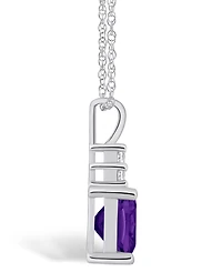 Macy's Amethyst (2 Ct. T.w.) and Diamond (1/10 Ct. T.w.) Pendant Necklace in 14K White Gold