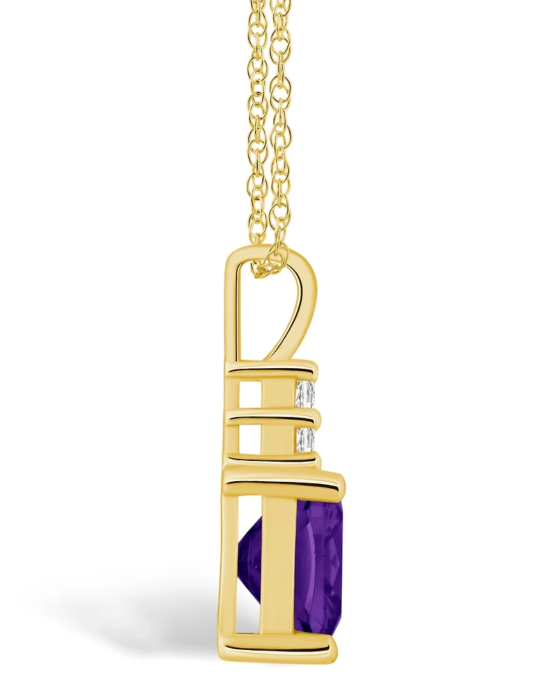 Macy's Amethyst (2 Ct. T.w.) and Diamond (1/10 Ct. T.w.) Pendant Necklace in 14K Yellow Gold