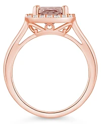 Macy's Morganite (2 ct. t.w.) and Diamond (1/4 Halo Ring 14K Rose Gold