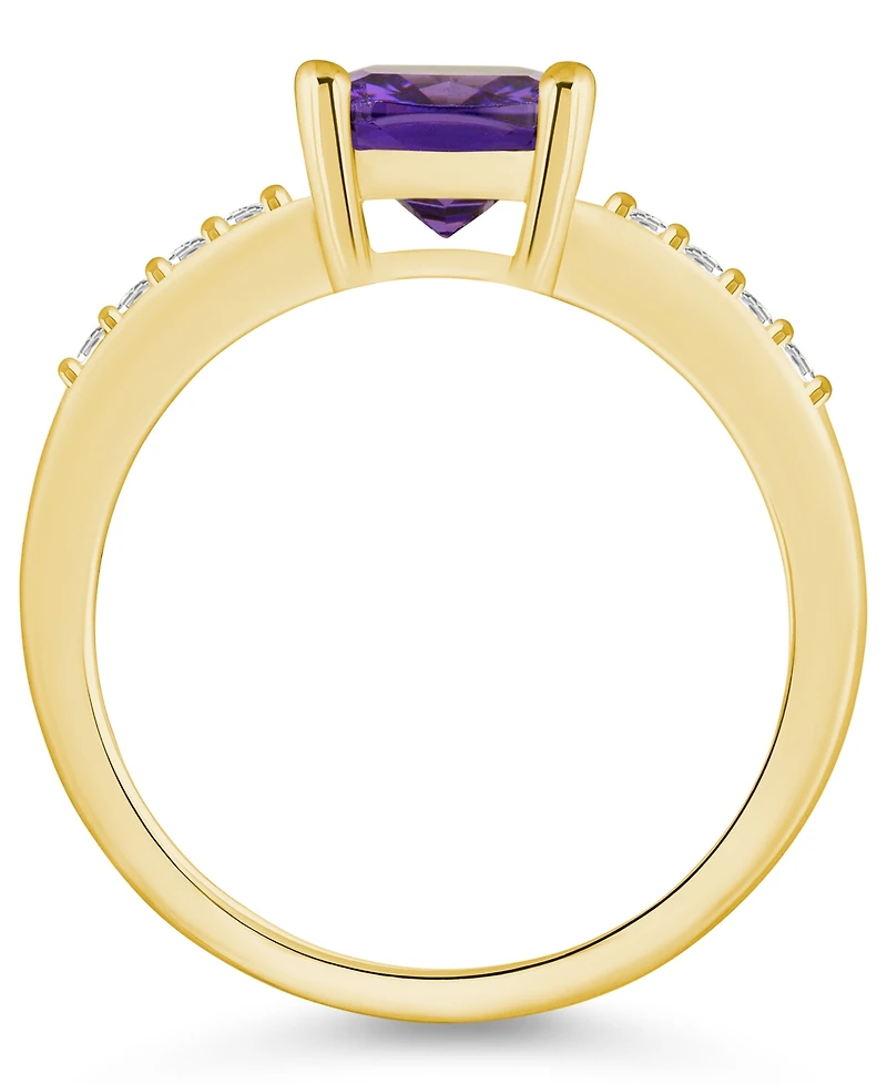 Macy's Amethyst and Diamond Ring (2 ct.t.w 1/8 ct.t.w) 14K Yellow Gold