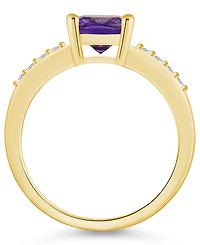 Macy's Amethyst and Diamond Ring (2 ct.t.w 1/8 ct.t.w) 14K Yellow Gold