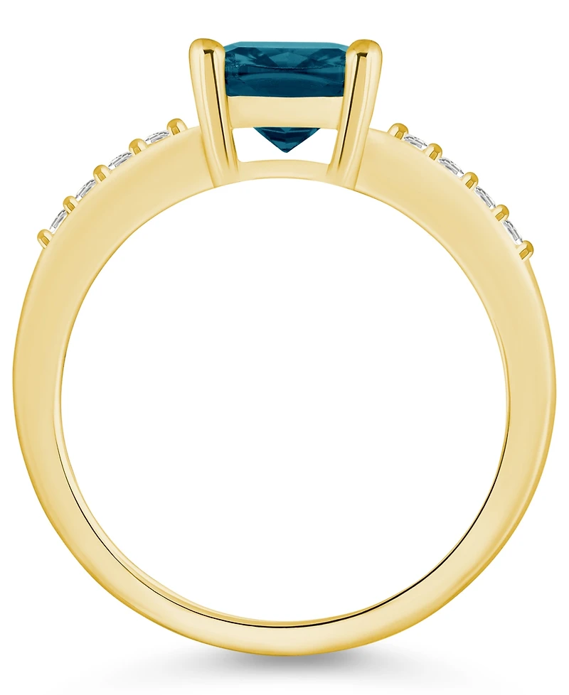 Macy's London Blue Topaz and Diamond Ring (2-3/4 ct.t.w 1/8 ct.t.w) 14K Yellow Gold