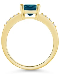 Macy's London Blue Topaz and Diamond Ring (2-3/4 ct.t.w 1/8 ct.t.w) 14K Yellow Gold