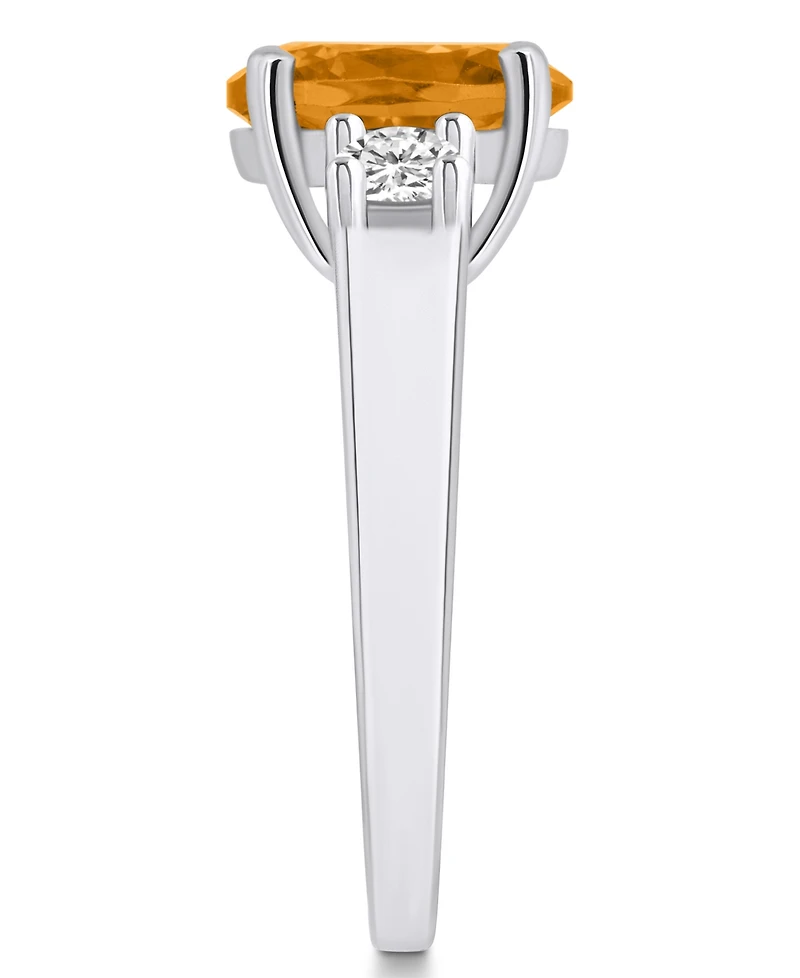 Macy's Citrine and Diamond Ring (2-1/2 ct.t.w 1/3 ct.t.w) 14K White Gold