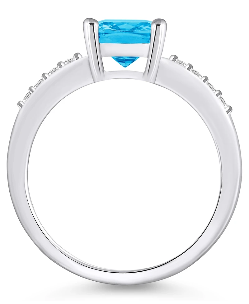 Macy's Blue Topaz and Diamond Ring (2-3/4 ct.t.w 1/8 ct.t.w) 14K White Gold