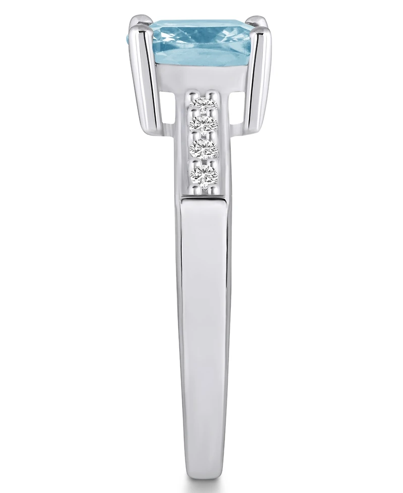 Macy's Aquamarine and Diamond Ring (2 ct.t.w 1/8 ct.t.w) 14K White Gold
