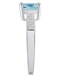 Macy's Aquamarine and Diamond Ring (2 ct.t.w 1/8 ct.t.w) 14K White Gold