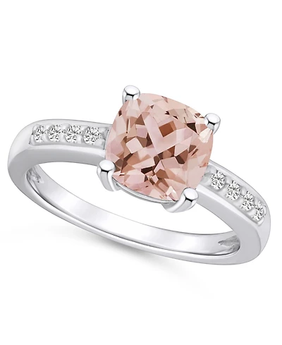 Macy's Morganite and Diamond Ring (2 ct.t.w 1/8 ct.t.w) 14K White Gold