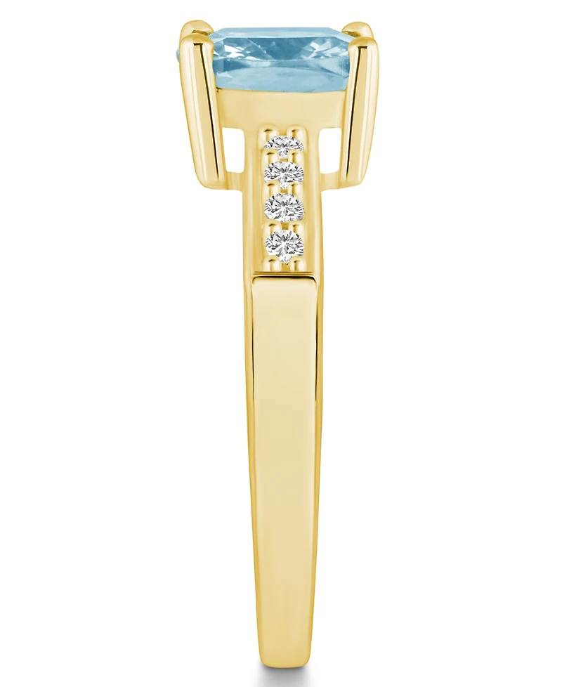 Macy's Aquamarine and Diamond Ring (2 ct.t.w 1/8 ct.t.w) 14K Yellow Gold
