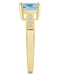 Macy's Aquamarine and Diamond Ring (2 ct.t.w 1/8 ct.t.w) 14K Yellow Gold