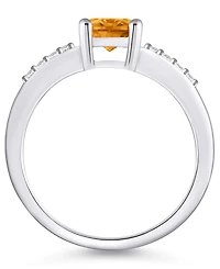 Macy's Citrine and Diamond Ring (1- 1/5 ct.t.w 1/8 ct.t.w) 14K White Gold