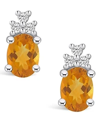 Macy's Citrine (2-3/8 ct. t.w.) and Diamond (1/5 ct. t.w.) Stud Earrings in 14K White Gold