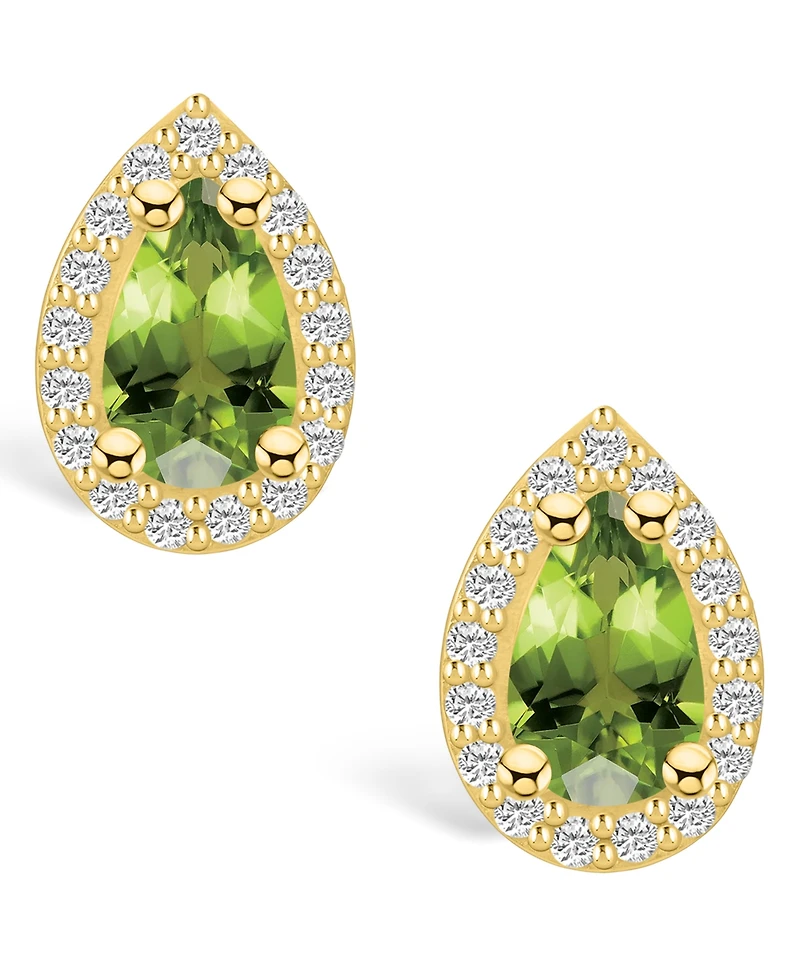 Macy's Peridot (1-7/8 ct. t.w.) and Diamond (1/3 ct. t.w.) Halo Stud Earrings in 14K Yellow Gold